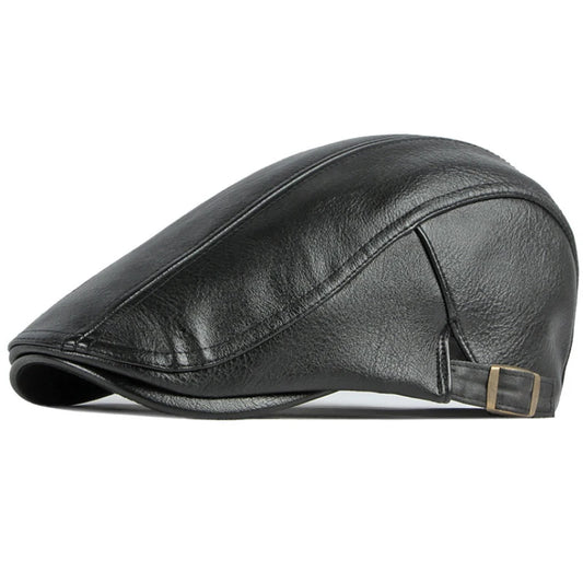 Florence Faux Leather Ivy Cap in Black