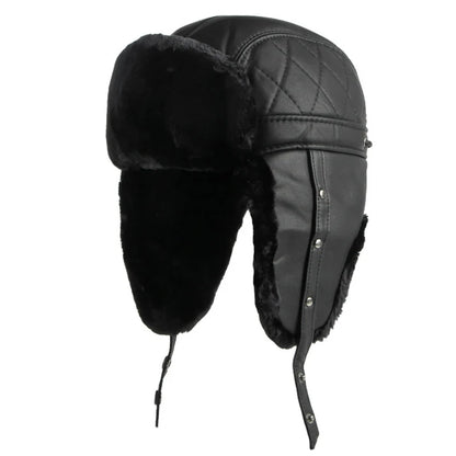 Nuuk Waterproof Leather Trapper Hat in Big Dark Leather
