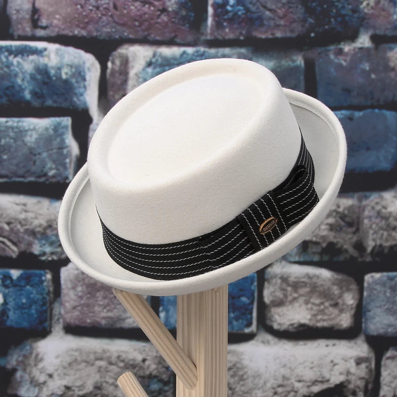 Monaco Blanc Wool Pork Pie Hat – Luxury European Collection