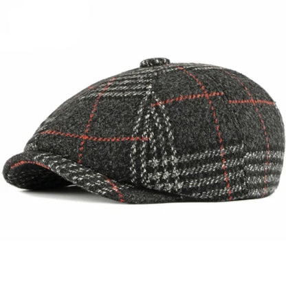 Kendal Wool Plaid Ivy Cap in Black