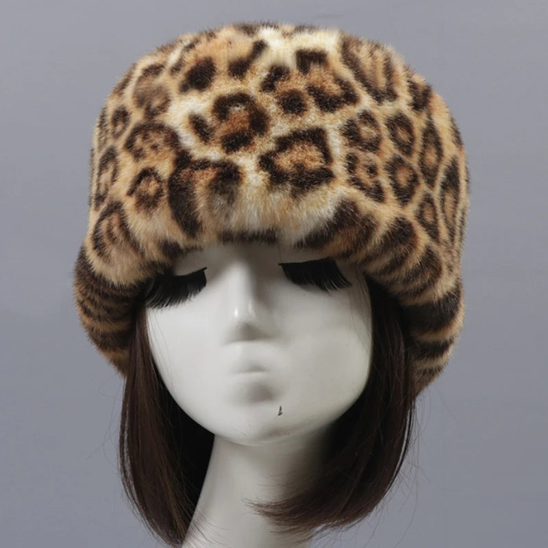 Dudinka Leopard Fur Trapper Hat
