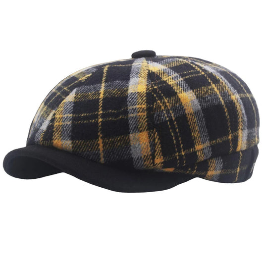Worcester Plaid Ivy Cap in Yellow
