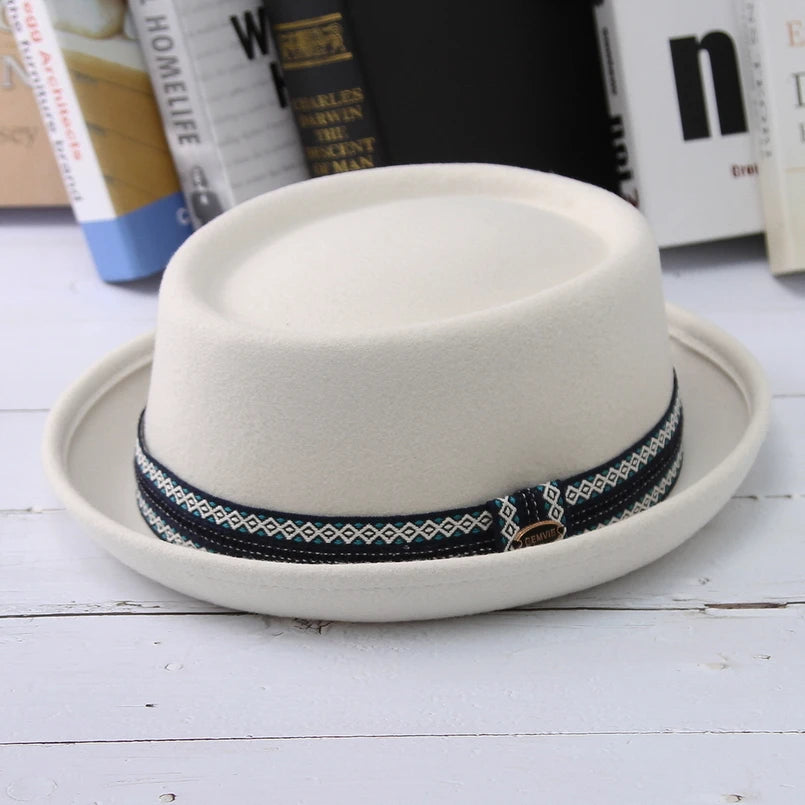 Monaco Blanc Wool Pork Pie Hat – Luxury European Collection