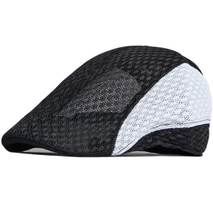 Dijon Mesh Patchwork Ivy Cap in Black With White