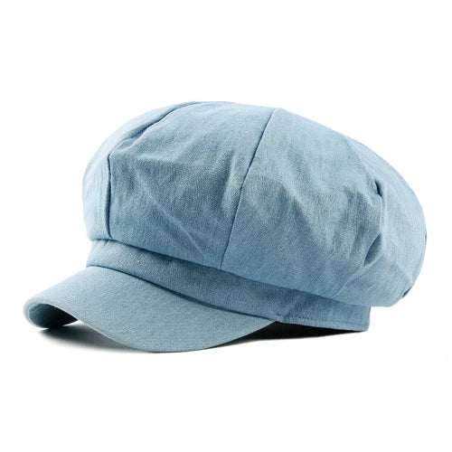 Dartmoor Western Denim Flat Cap in Light Blue