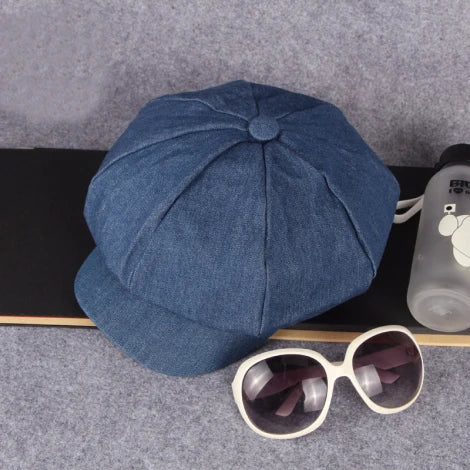 Dartmoor Western Denim Flat Cap in Dark Blue