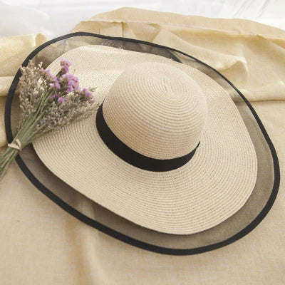 Menton Wide-Brim Straw Hat in Beige