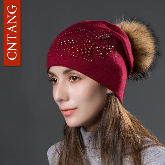 The Fiorenza | Pearl Butterfly Knitted Wool Beanie | Urban Caps NZ