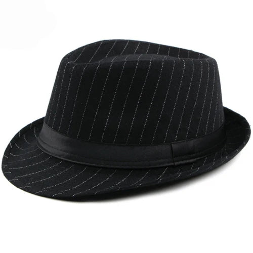 Epsom Striped Trilby Fedora in Black