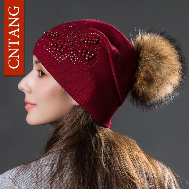 The Fiorenza | Pearl Butterfly Knitted Wool Beanie | Urban Caps NZ