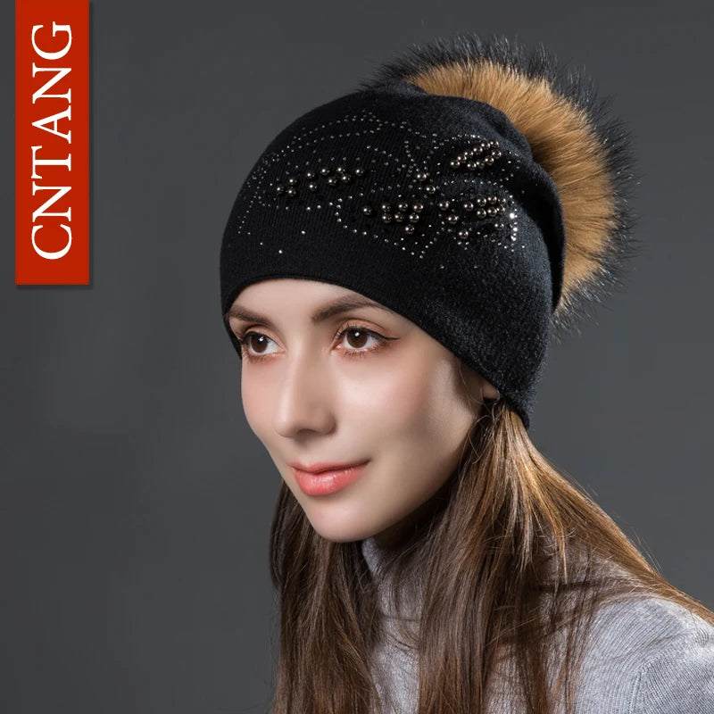 The Fiorenza | Pearl Butterfly Knitted Wool Beanie | Urban Caps NZ
