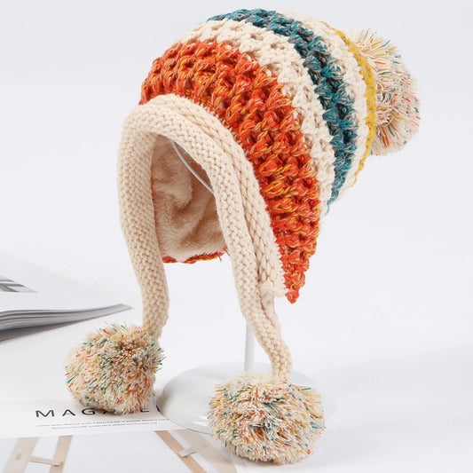 Ipswich Pompom Patchwork Beanie