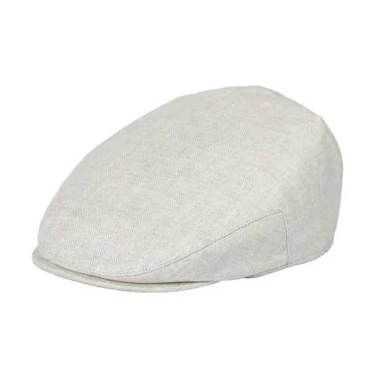 The Como | Herringbone Linen Newsboy Flat Cap | Urban Caps NZ