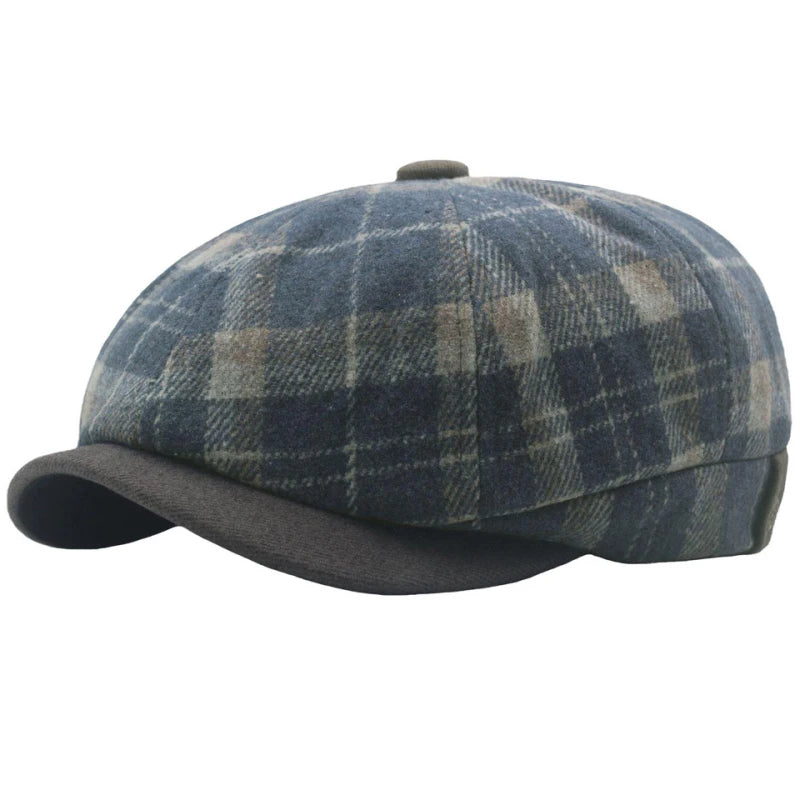Worcester Plaid Ivy Cap in Blue