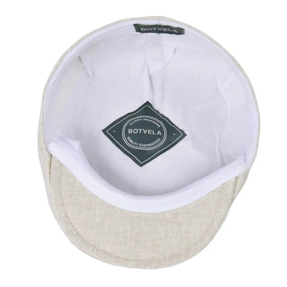 The Como | Herringbone Linen Newsboy Flat Cap | Urban Caps NZ