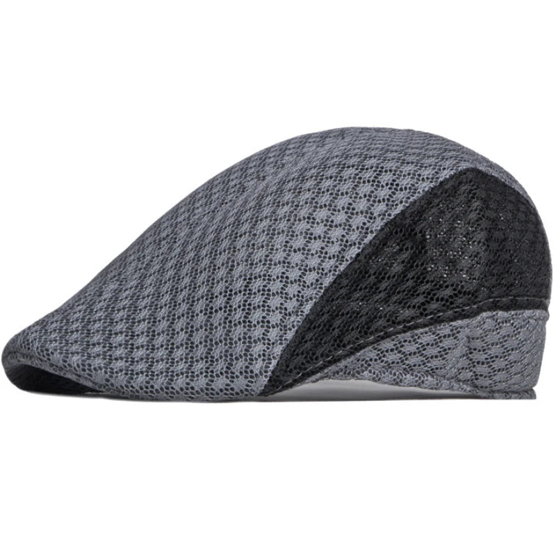 Dijon Mesh Patchwork Ivy Cap in Grey With Black