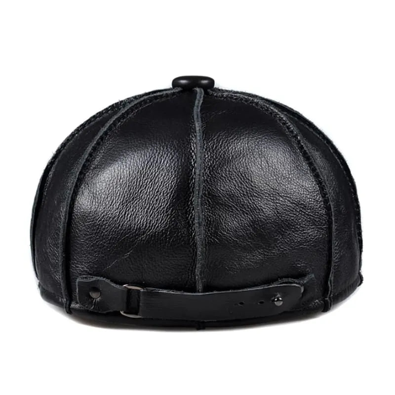 Hampton Genuine Leather Newsboy Cap - Timeless Leather Cap With Classic Newsboy Silhouette