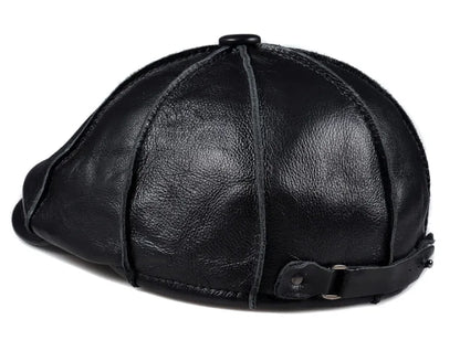 Hampton Genuine Leather Newsboy Cap - Timeless Leather Cap With Classic Newsboy Silhouette