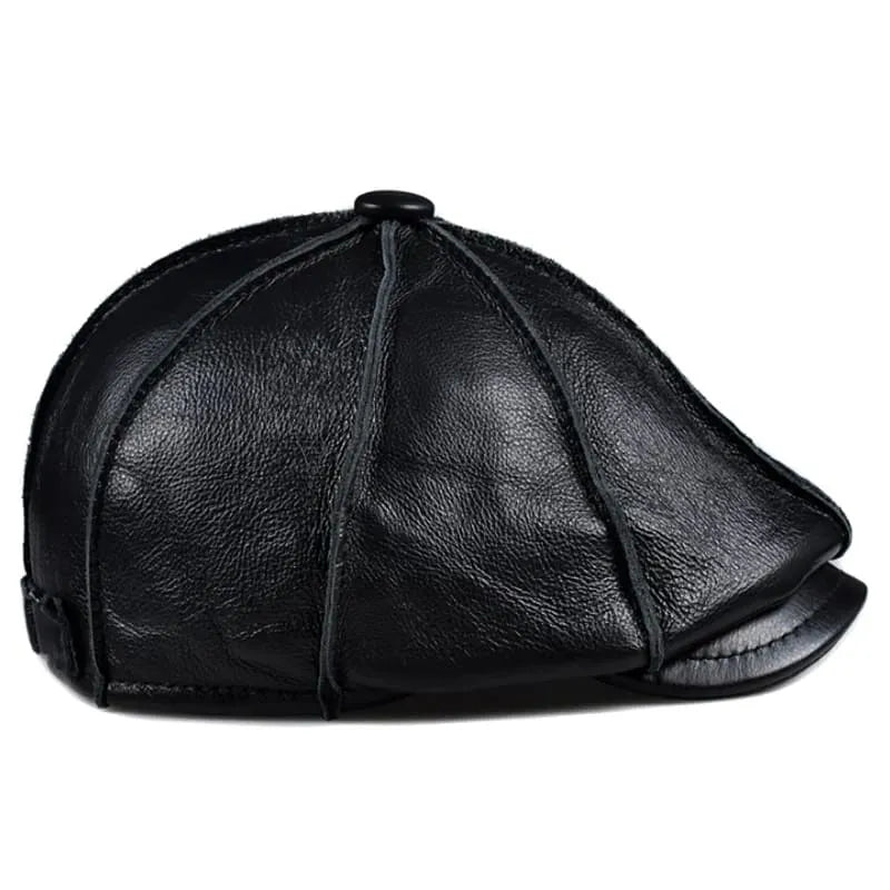 Hampton Genuine Leather Newsboy Cap - Timeless Leather Cap With Classic Newsboy Silhouette