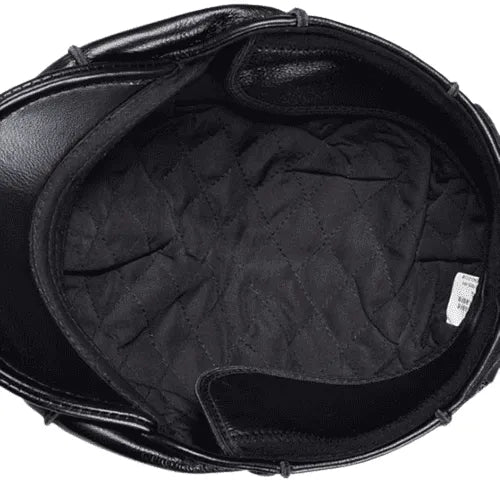 Hampton Genuine Leather Newsboy Cap - Timeless Leather Cap With Classic Newsboy Silhouette