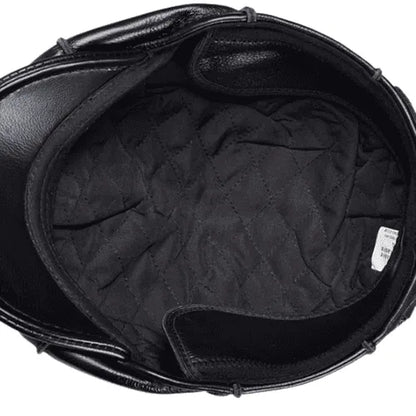 Hampton Genuine Leather Newsboy Cap - Timeless Leather Cap With Classic Newsboy Silhouette