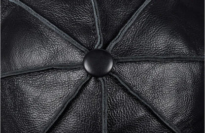 Hampton Genuine Leather Newsboy Cap - Timeless Leather Cap With Classic Newsboy Silhouette