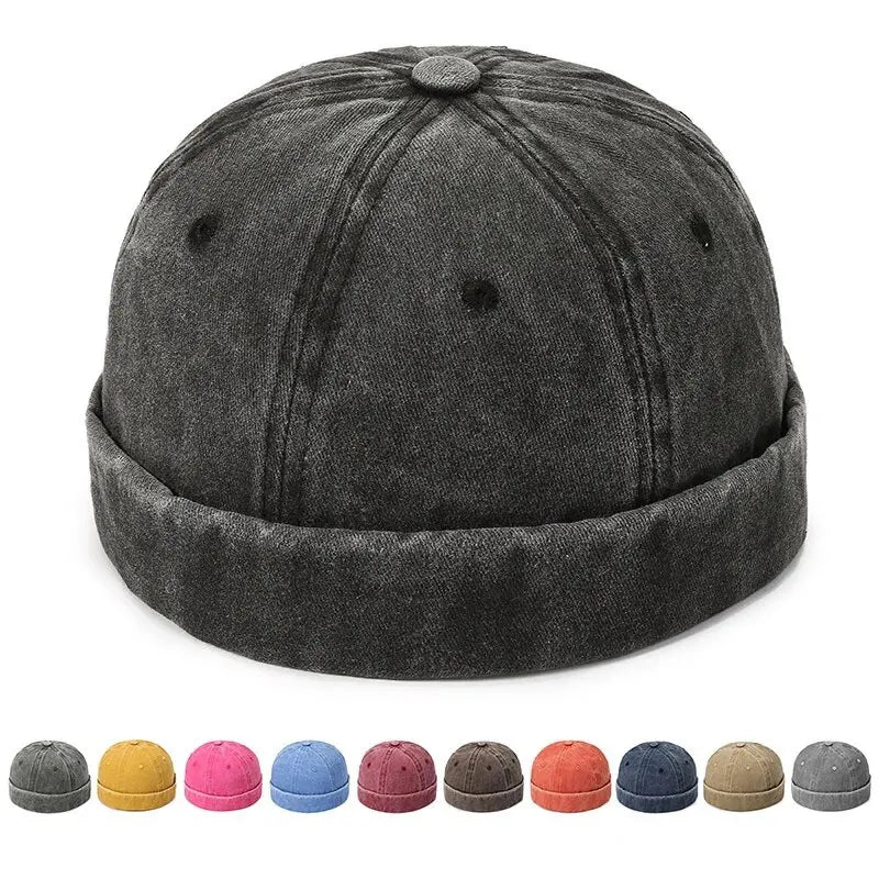 Harlem Washed Cotton Docker Cap - Casual Washed Cotton Cap For Relaxed Streetwear