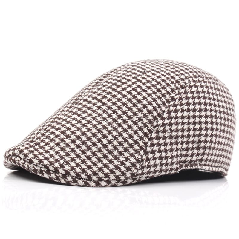 Harris Houndstooth Flat Cap - Timeless Cotton Cap For Casual And Smart Looks For Modern