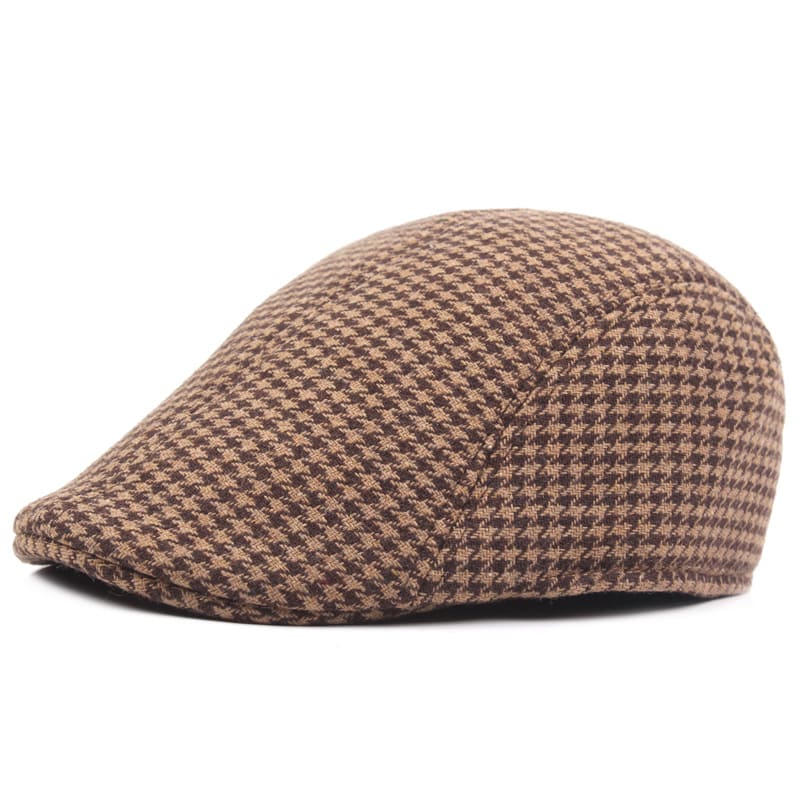 Harris Houndstooth Flat Cap - Timeless Cotton Cap For Casual And Smart Looks For Modern