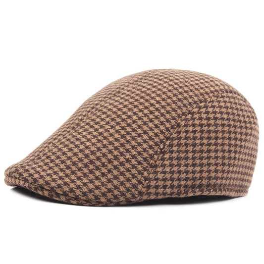 Harris Houndstooth Flat Cap - Timeless Cotton Cap For Casual And Smart Looks For Modern