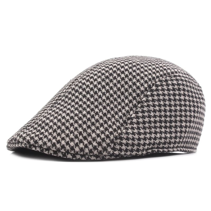 Harris Houndstooth Flat Cap - Timeless Cotton Cap For Casual And Smart Looks For Modern