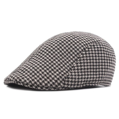 Harris Houndstooth Flat Cap - Timeless Cotton Cap For Casual And Smart Looks For Modern