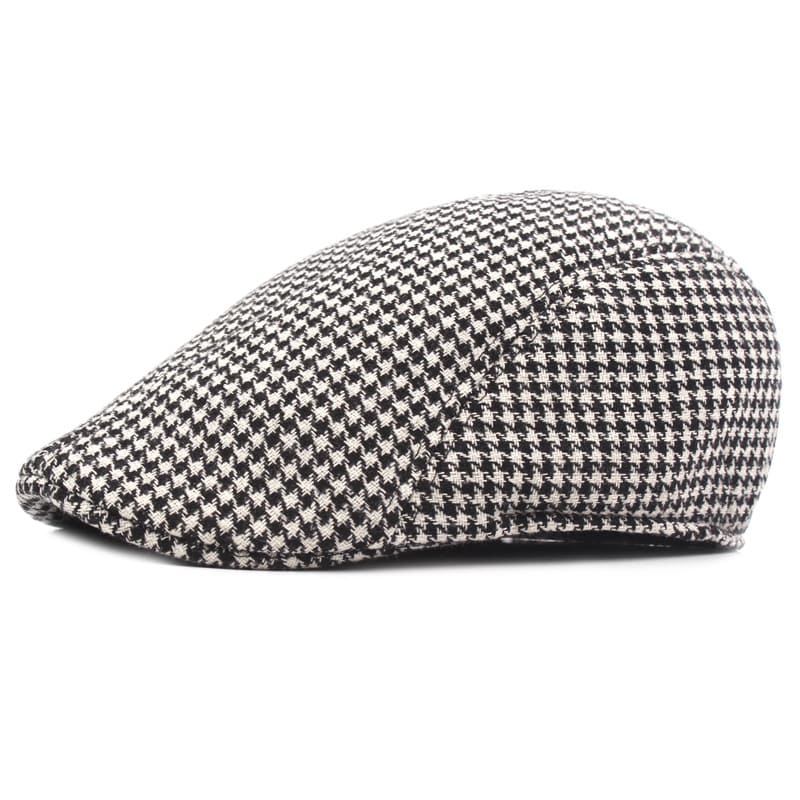 Harris Houndstooth Flat Cap - Timeless Cotton Cap For Casual And Smart Looks For Modern