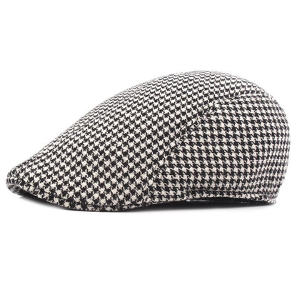 Harris Houndstooth Flat Cap - Timeless Cotton Cap For Casual And Smart Looks For Modern