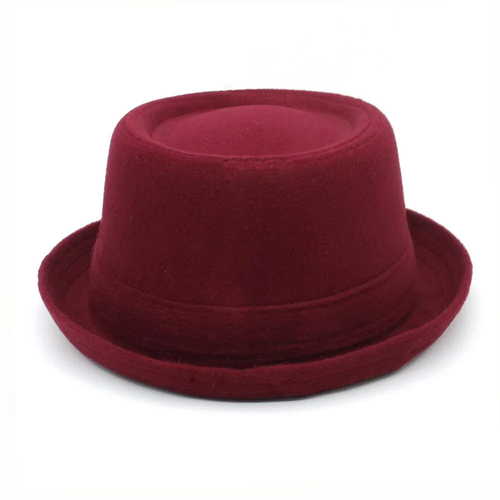 Harris Plain Wool Pork Pie Hat – Classic Short Brim Flat Crown Hat