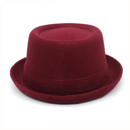 Harris Plain Wool Pork Pie Hat – Classic Short Brim Flat Crown Hat