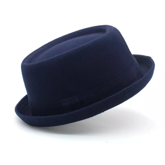 Harris Plain Wool Pork Pie Hat – Classic Short Brim Flat Crown Hat