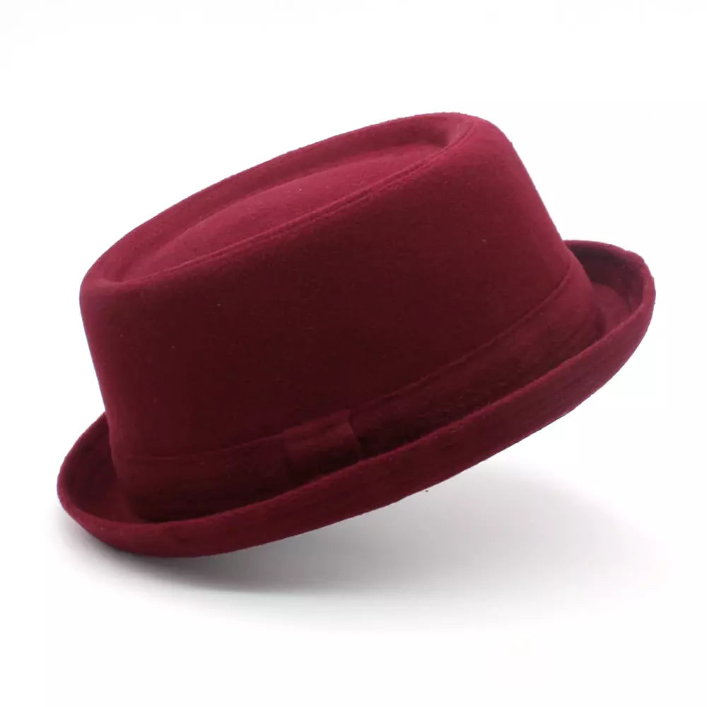Harris Plain Wool Pork Pie Hat – Classic Short Brim Flat Crown Hat