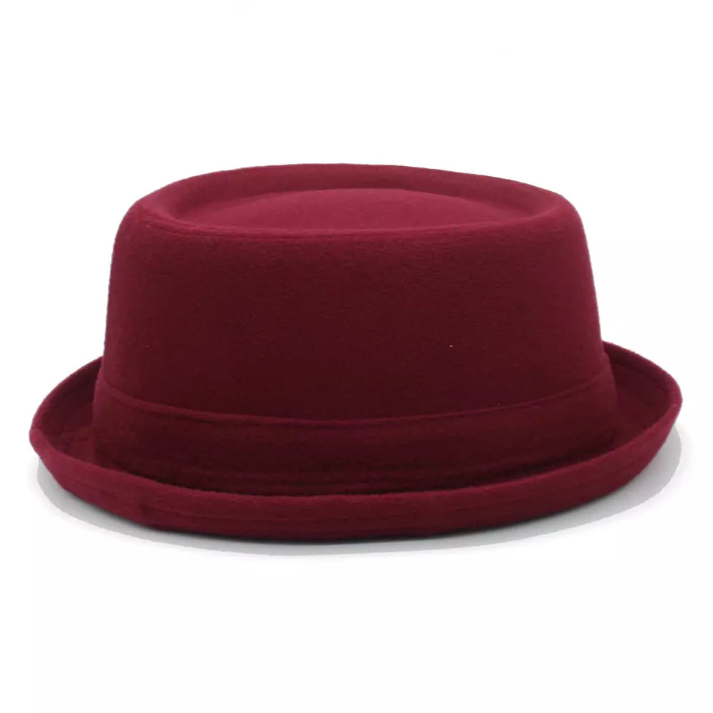 Harris Plain Wool Pork Pie Hat – Classic Short Brim Flat Crown Hat