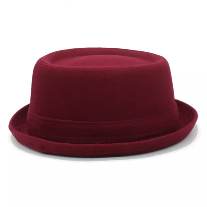 Harris Plain Wool Pork Pie Hat – Classic Short Brim Flat Crown Hat