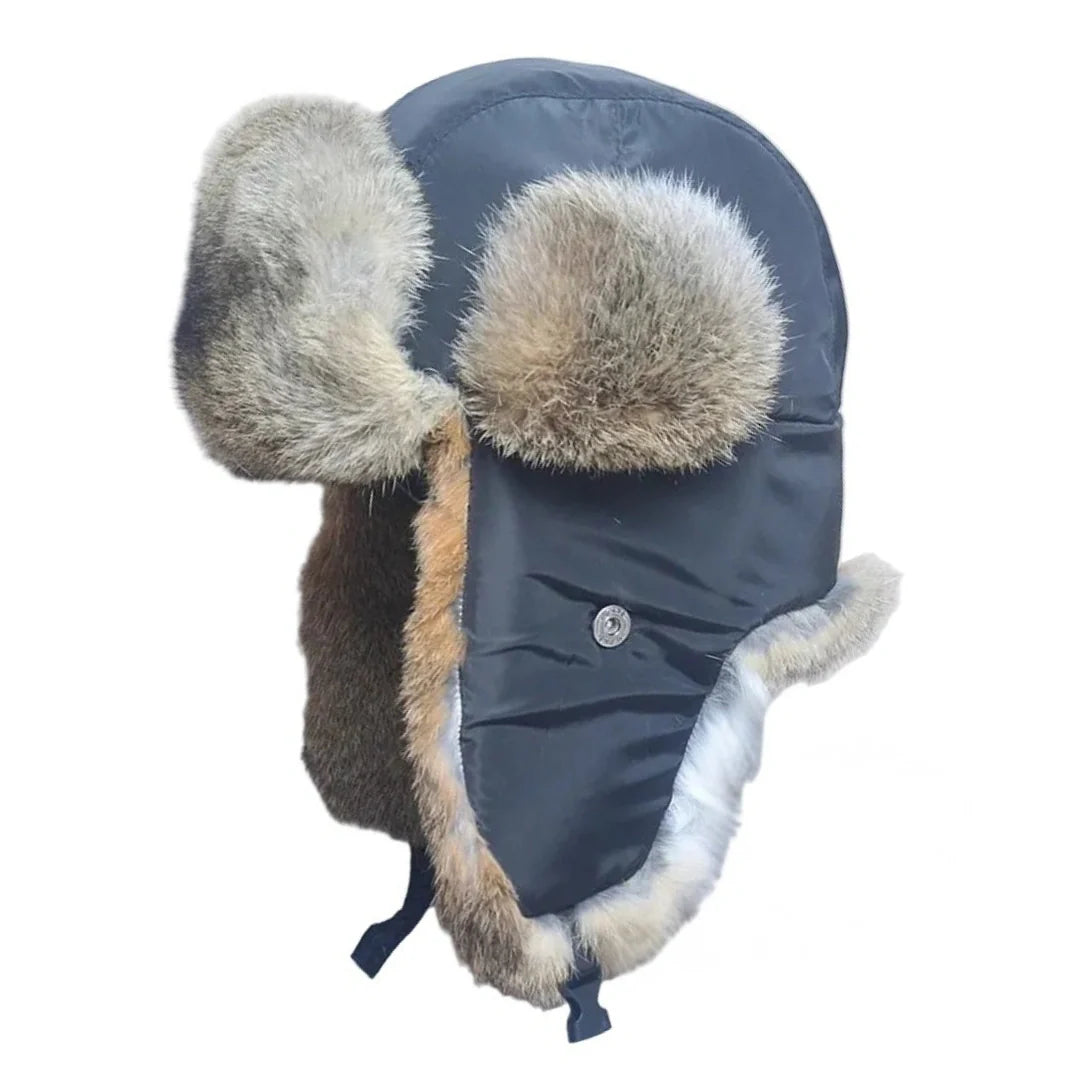 Hastings Winter Fur Trapper Bomber Hat - Rugged Cold Weather Fur Trapper With Organic Cotton