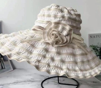 Busan Floral Packable Sun Hat in White