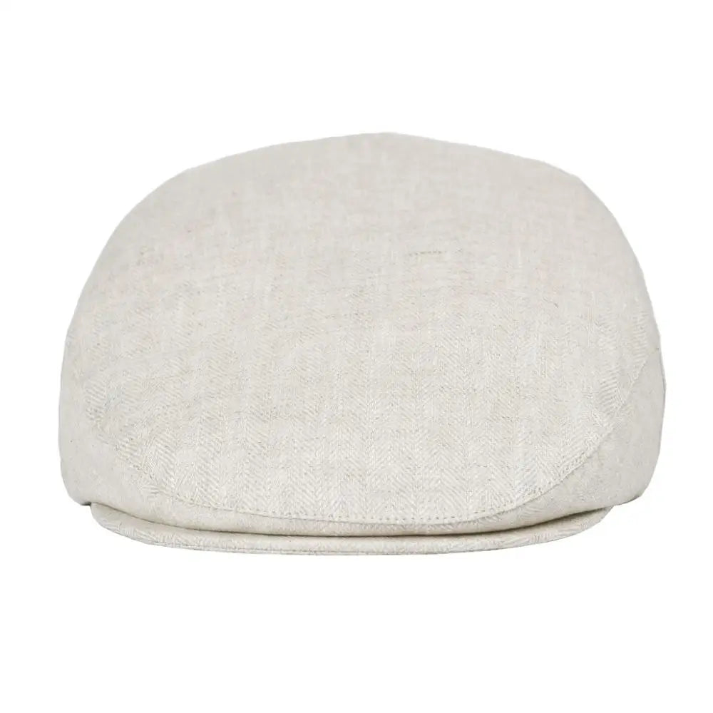 The Como | Herringbone Linen Newsboy Flat Cap | Urban Caps NZ