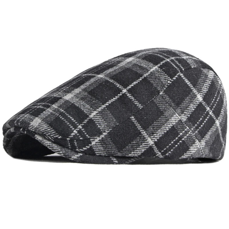 Toulouse Plaid Wool Ivy Cap in Black
