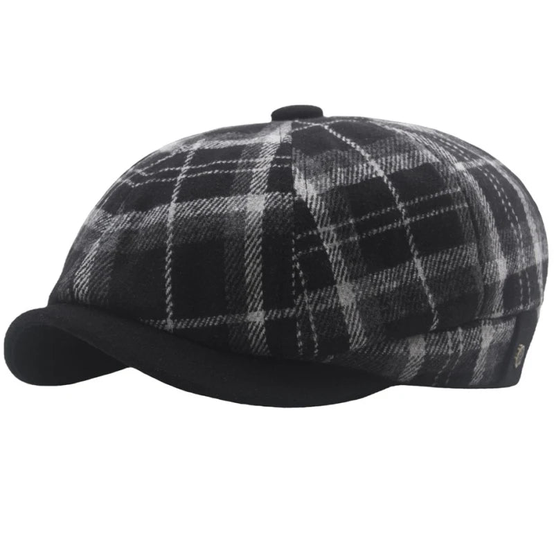 Worcester Plaid Ivy Cap in Black
