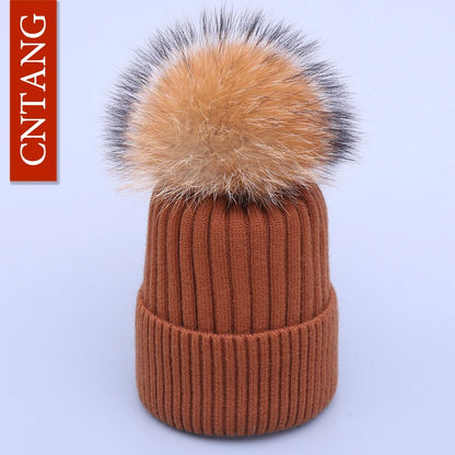 The Megeve | Classic Raccoon Fur Pompom Knitted Beanie | Urban Caps NZ