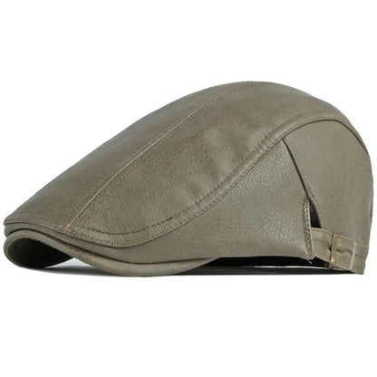 Florence Faux Leather Ivy Cap in Army Green