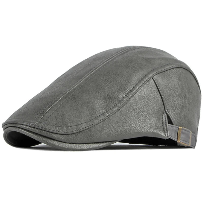 Florence Faux Leather Ivy Cap in Gray
