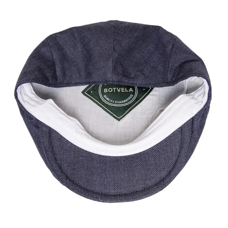 The Ravello | 100% Linen Herringbone Newsboy Flat Cap | Urban Caps NZ