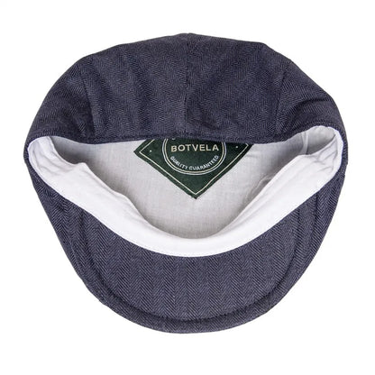 The Ravello | 100% Linen Herringbone Newsboy Flat Cap | Urban Caps NZ